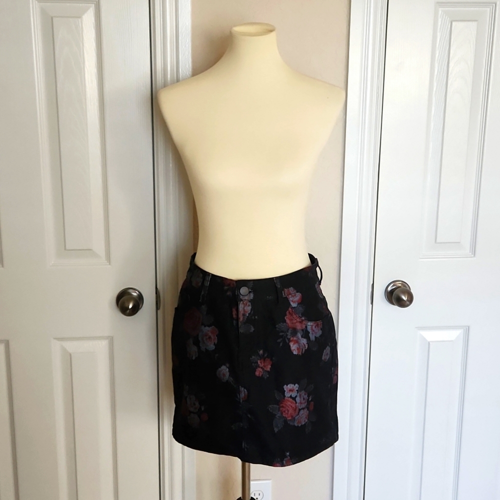Fashion Nova Floral Denim Mini Skirt